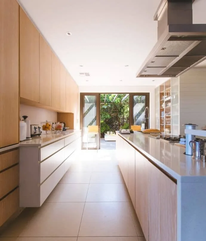Spacious modern kitchen with integrated appliances