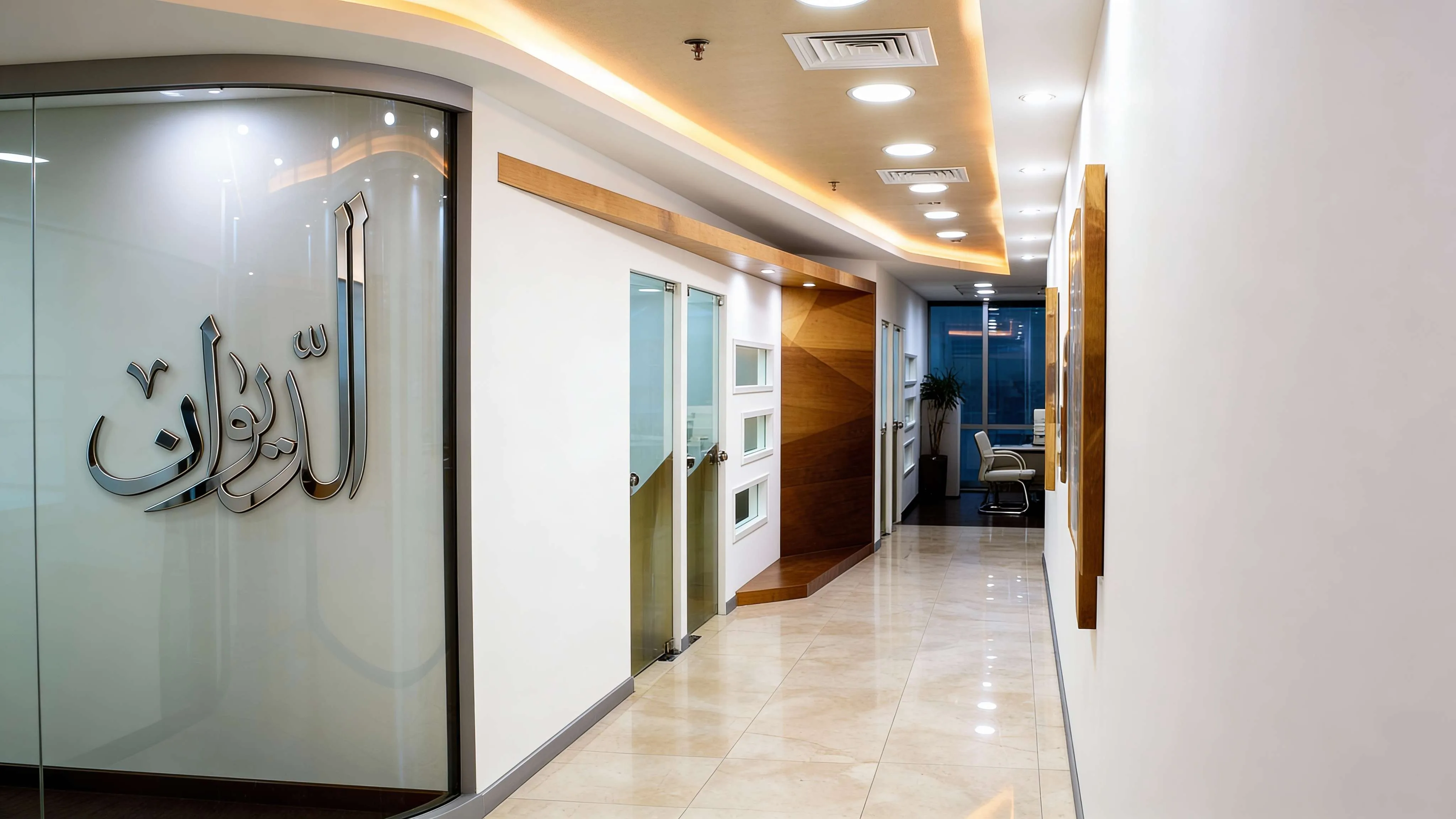 Corporate office corridor-interior design in Kuwait